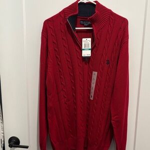 Polo by Ralph Lauren Men's Red Zip-Up Sweater